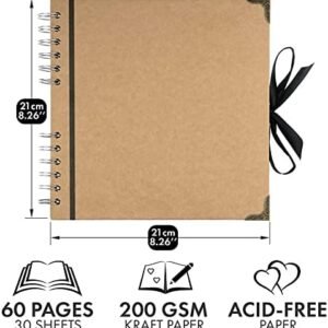 Bstorify Scrapbook Album 60 Pages (8 x 8 Inch) Brown Thick 200gsm Kraft Paper, Photo Album Scrapbook, Memory Book – Ideal for Your Scrapbooking Albums Art & Craft Projects  Arts, Crafts & Sewing