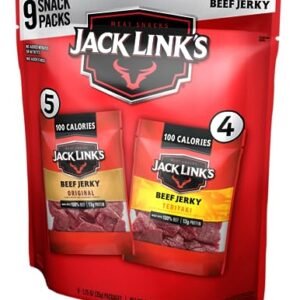 Jack Link’s Beef Jerky Variety – Includes Original and Teriyaki Flavors, On the Go Snacks, 13g of Protein Per Serving, 9 Count of 1.25 Oz Bags (Pack of 1)