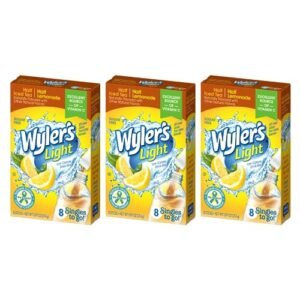 Wyler’s Light Singles To Go Powder Packets, Water Drink Mix, Half Iced Tea & Half Lemonade, 8 Packets per Box (Pack of 3)