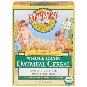 Earth’s Best Organic Baby Food, Organic Whole Grain Oatmeal Baby Cereal, Non-GMO, Easily Digestible and Iron Fortified Baby Food, 8 oz Box (Pack of 12)