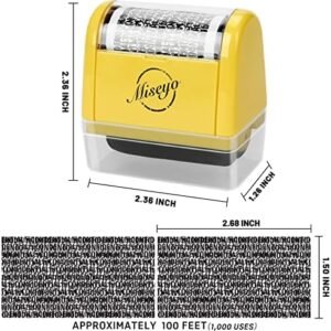 Miseyo Wide Identity Theft Protection Roller Stamp Set – Yellow (3 Refill Ink Included)  Office Products