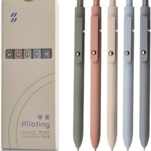 UIXJODO Gel Pens, 5 Pcs 0.5mm Black Ink Pens Fine Point Smooth Writing Pens, High-End Series Pens for Journaling Note Taking, Cute Office School Supplies Gifts for Women Men (Morandi)  Office Products