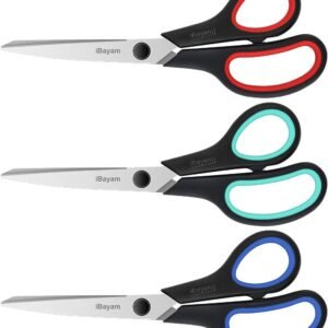 Scissors, iBayam 8″ Multipurpose Scissors Bulk 3-Pack, Ultra Sharp Blade Shears, Comfort-Grip Handles, Sturdy Sharp Scissors for Office Home School Sewing Fabric Craft Supplies, Right/Left Hand  Arts, Crafts & Sewing