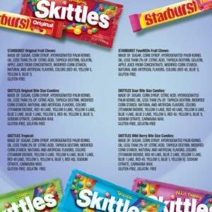 SKITTLES & STARBURST Variety Pack Full Size Chewy Candy Assortment, 62.79 oz, 30 Count