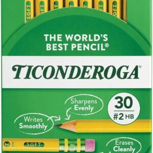 Ticonderoga Wood-Cased Pencils, Pre-Sharpened, 2 HB Soft, Yellow, 30 Count  Wood Lead Pencils : Office Products