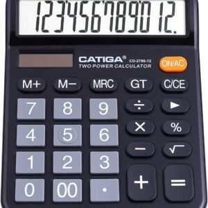 CATIGA 12 Digits Desktop Calculator with Large LCD Display and Sensitive Button, Dual Solar Power and Battery, Standard Function for Office, Home, School, CD-2786  Office Products