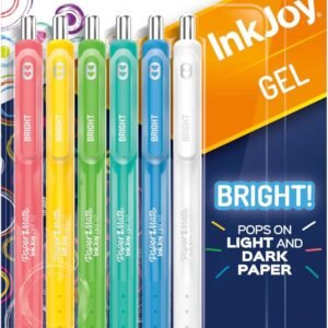 Paper Mate Inkjoy Gel Bright! Pens, Medium Point (0.7mm), Retractable, Assorted Opaque Ink, 6 Count  Office Products