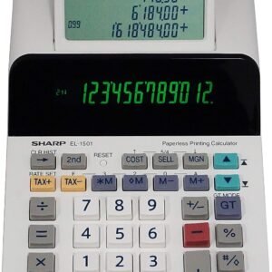 Sharp El-1501 Compact Cordless Paperless Large 12-Digit Display Desktop Printing Calculator That Utilizes Printing Calculator Logic  Office Products