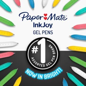 Paper Mate Inkjoy Gel Bright! Pens, Medium Point (0.7mm), Retractable, Assorted Opaque Ink, 6 Count  Office Products