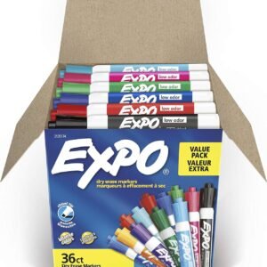 EXPO Low-Odor Dry Erase Markers, Chisel Tip, Fashion Assorted Colors, 36 Count  Office Products