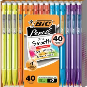 BIC Xtra-Smooth Mechanical Pencils with Erasers (MPCE40-BLK), Bright Edition Medium Point (0.7mm), 40-Count Pack, Bulk Mechanical Pencils for School, Perfect Teacher Appreciation Gifts  Office Products