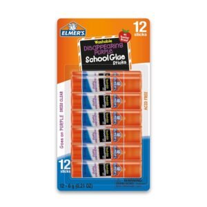 Elmer’s Disappearing Purple School Glue Sticks, Washable, 6 Grams, 12 Count  School Supplies : Arts, Crafts & Sewing